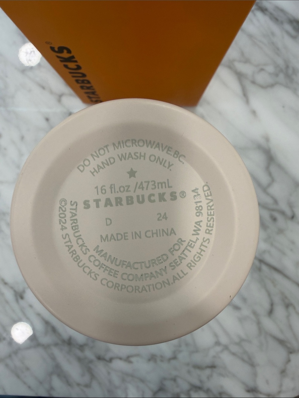 Starbucks cream Tumbler with Green Lid and Hello Kitty collab - Picture 2 of 3